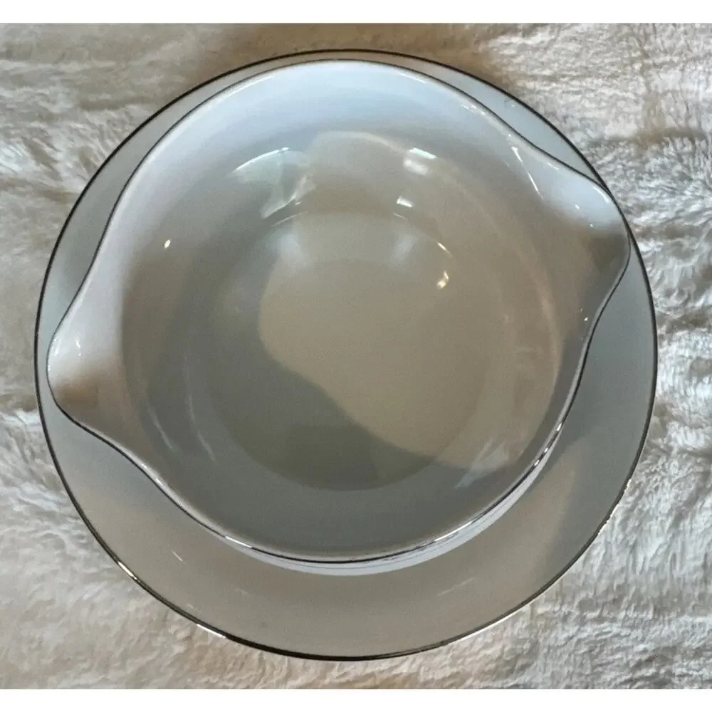 Fine China of Japan DIANE By Wade Gravy Boat Bowl w/Attached Plate Vintage